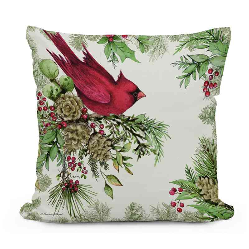 Indoor/Outdoor Cardinal & Berries I Pillow, 18